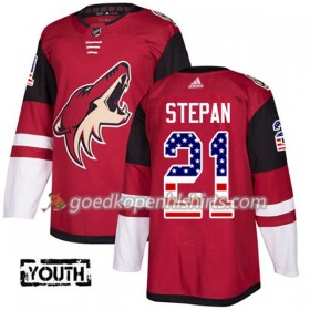 Arizona Coyotes Derek Stepan 21 Adidas 2017-2018 Rood USA Flag Fashion Authentic Shirt - Kinderen